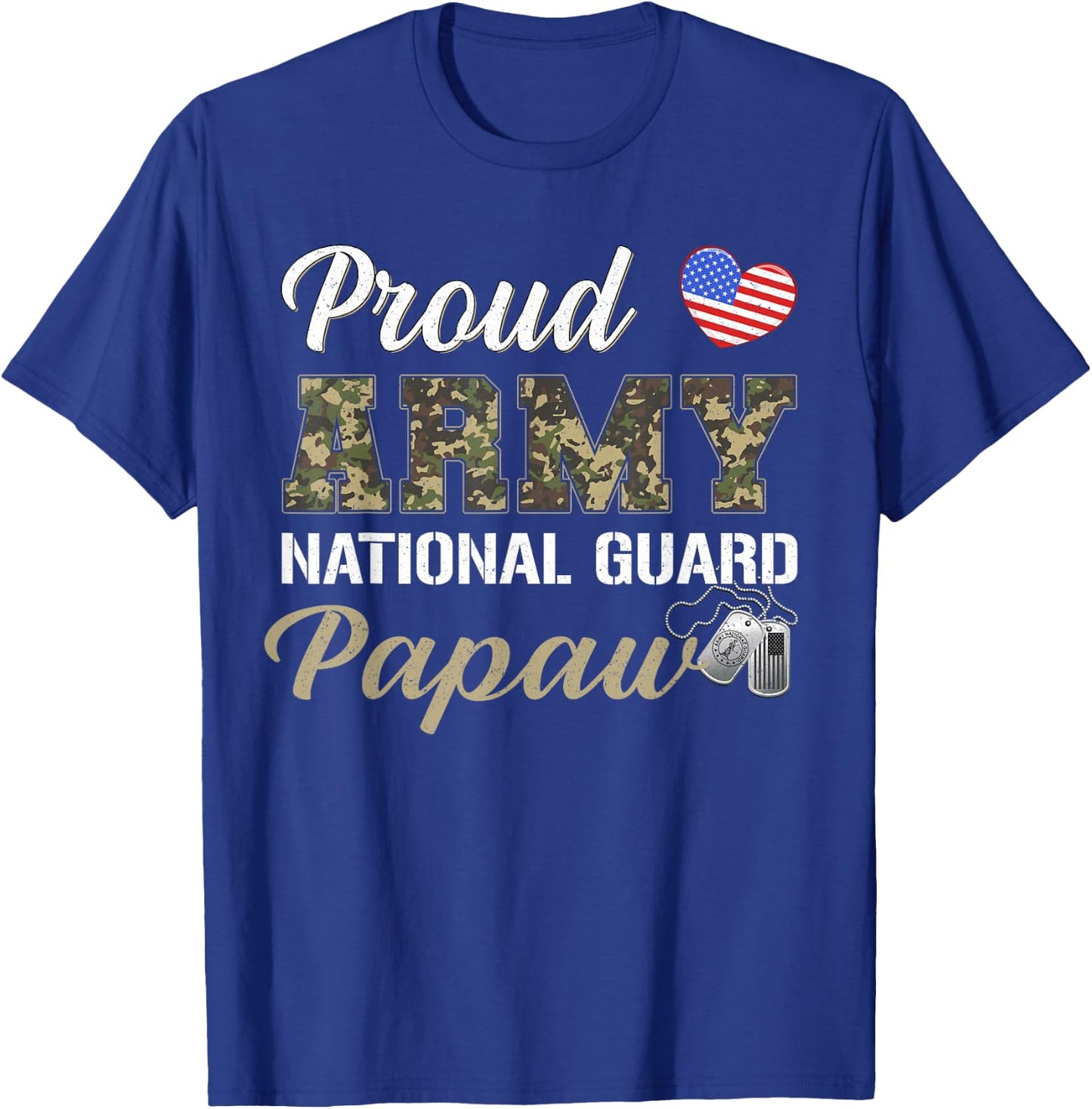 Retro Proud Army National Guard Papaw Military Pride Costume T-Shirt - T-Shirt | Royal