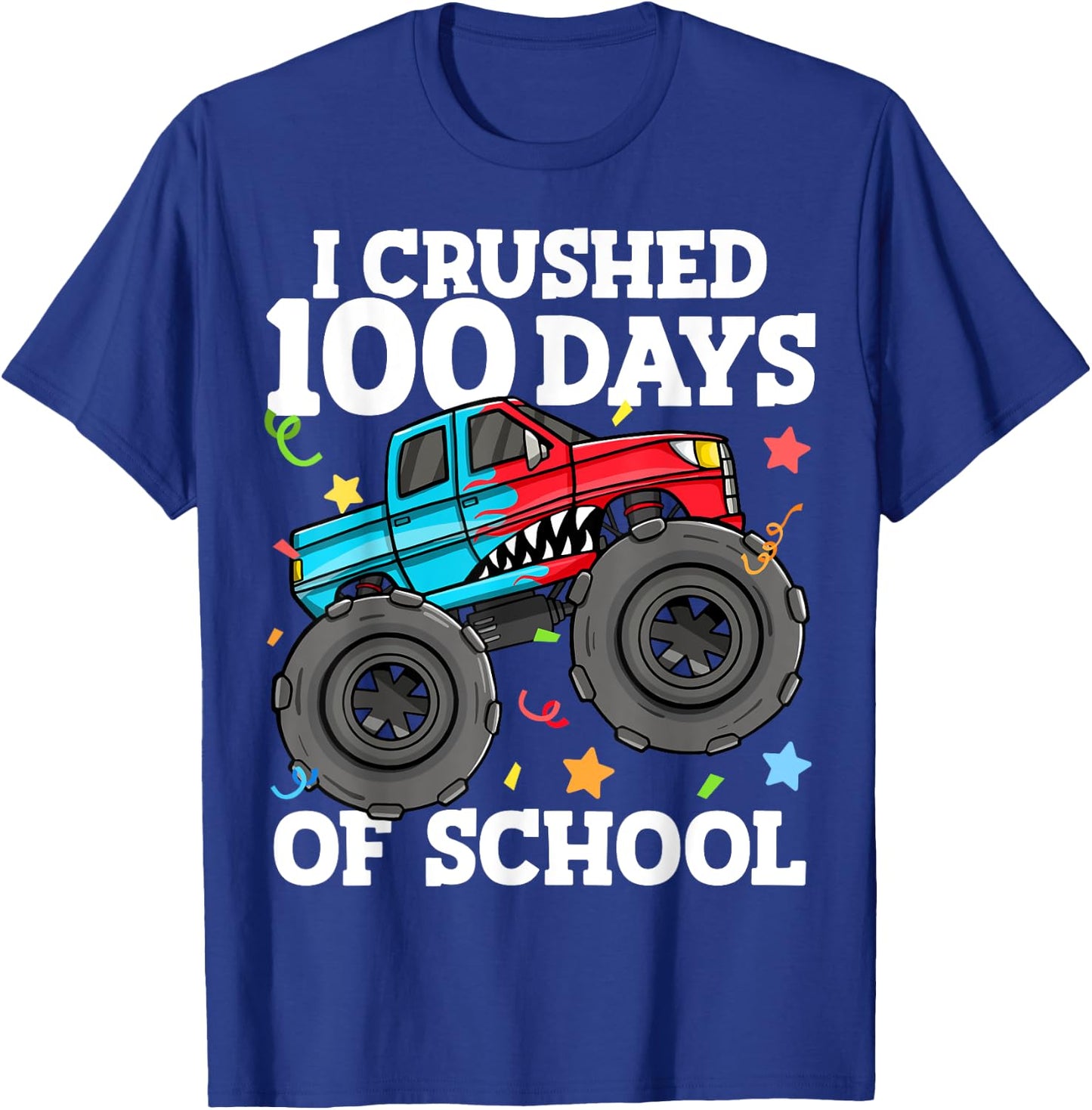 100 Days of School Monster Truck 100th Day of School Boys T-Shirt - T-Shirt | Royal