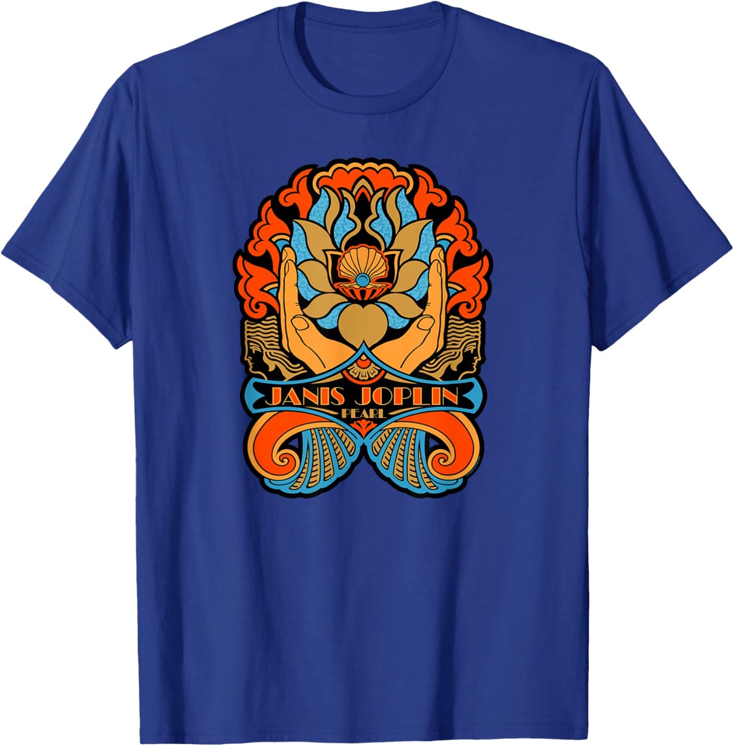 Janis Joplin Pearl Art Nouveau Lotus Flower T-Shirt - T-Shirt | Royal