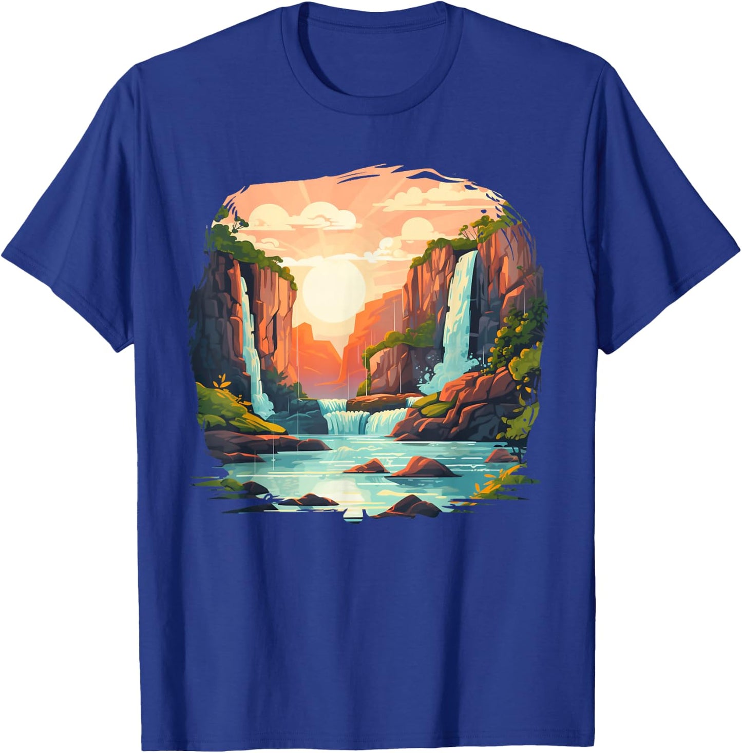 Body of Water Costume with cool Riverbank and Waterfall T-Shirt - T-Shirt | Royal