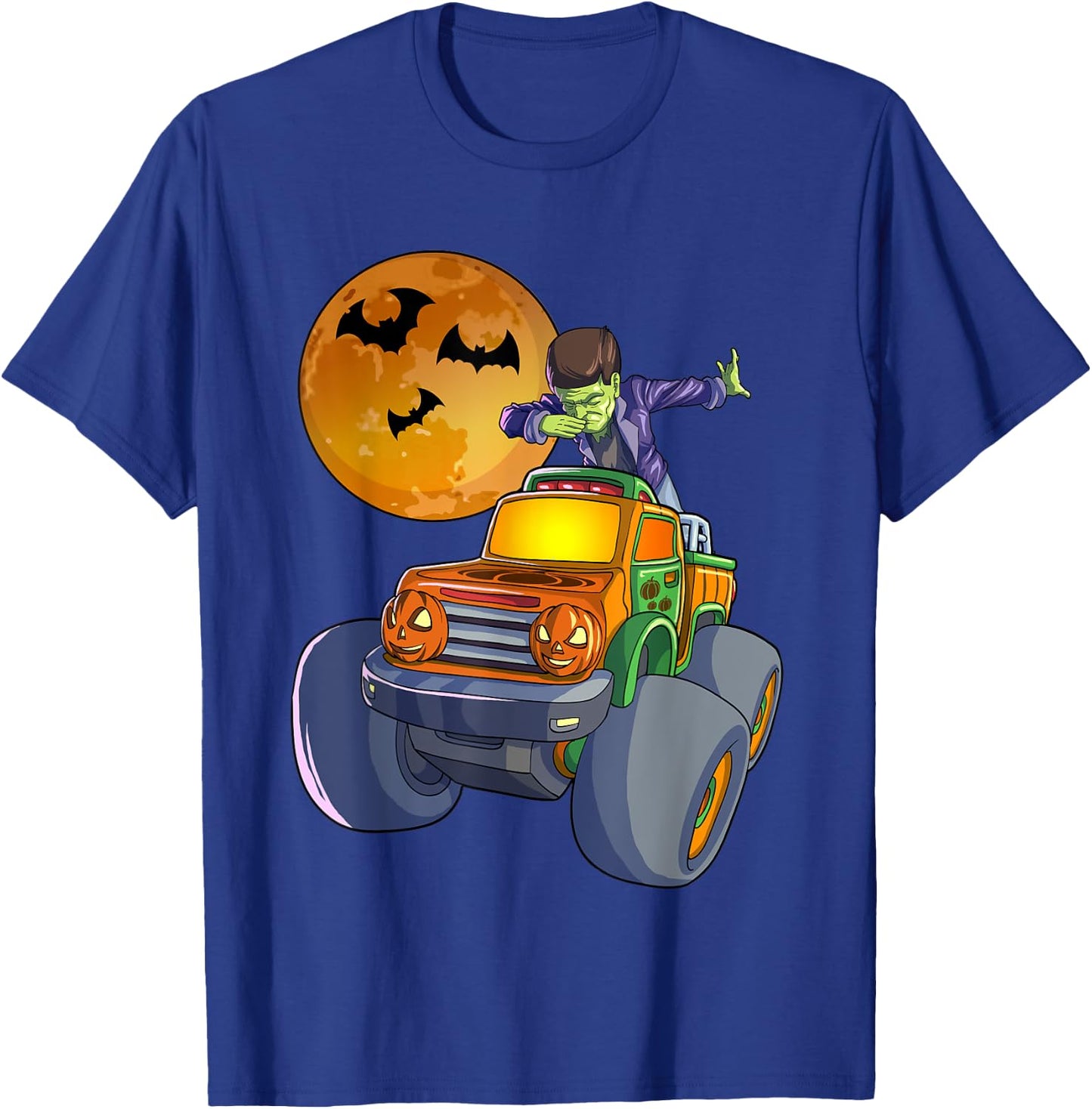 Dabbing Frankenstein Halloween Monster Truck Halloween T-Shirt - T-Shirt | Royal