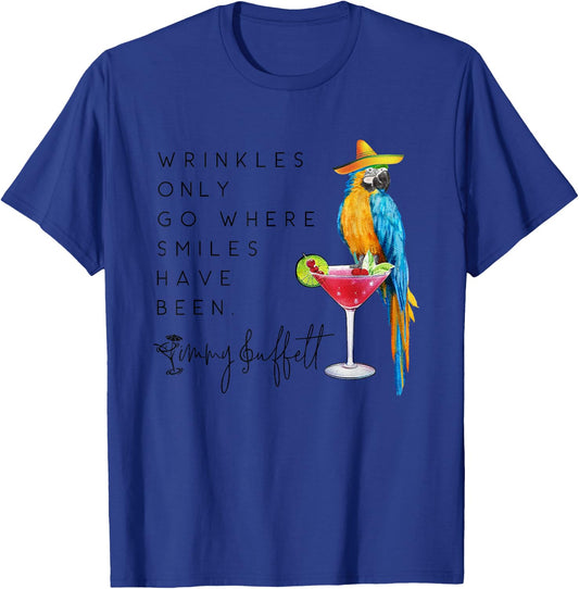 Wrinkles Only Go Where Smiles Have Been Cute Parrot Mexican T-Shirt - T-Shirt | Royal