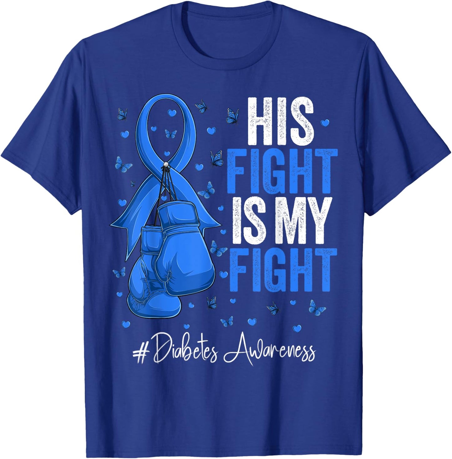 Blue Ribbon Survivor Fighter Diabetes Awareness T-Shirt - T-Shirt | Royal