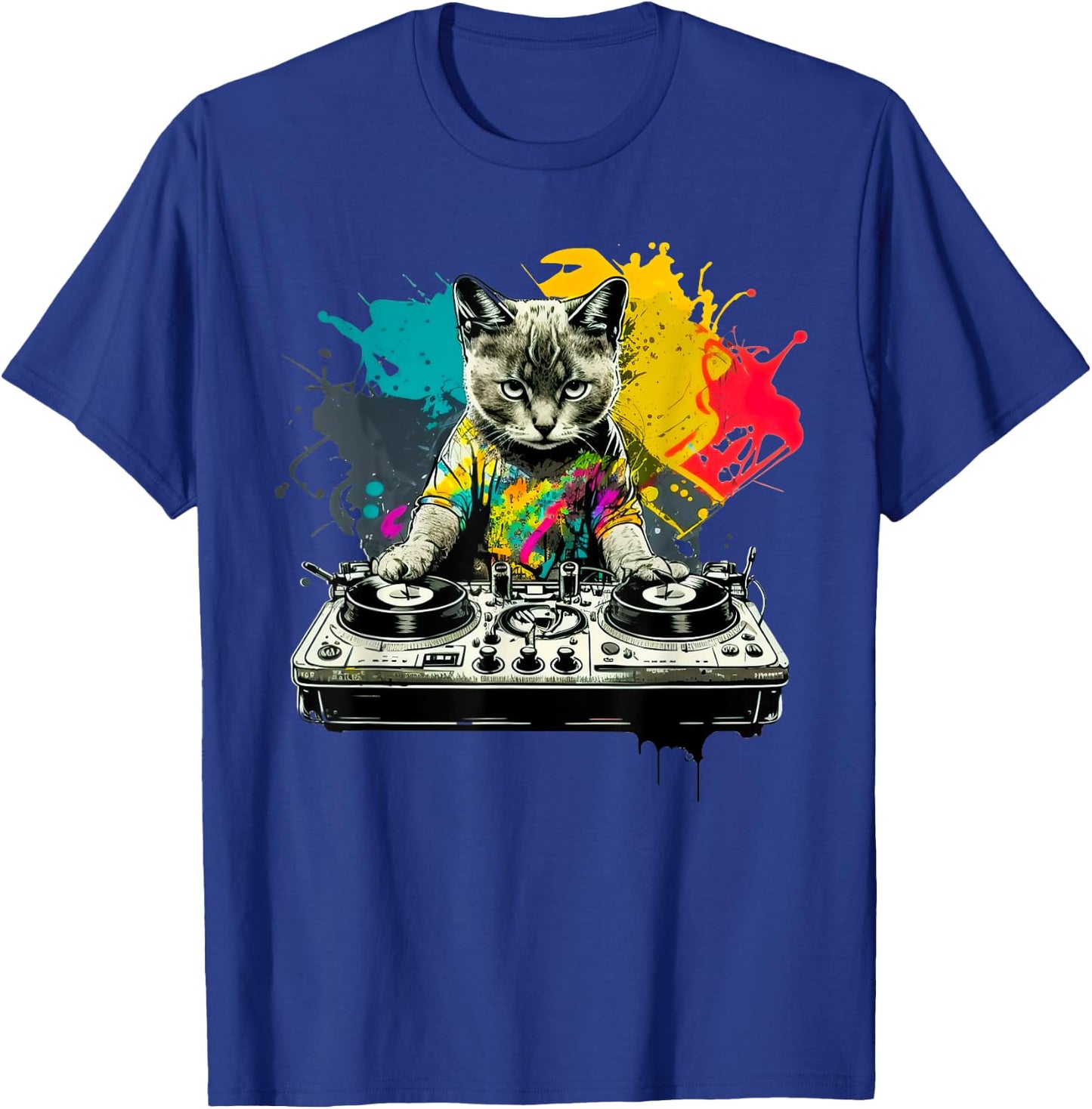 Dj Cat funny house music cat music lover T-Shirt - T-Shirt | Royal