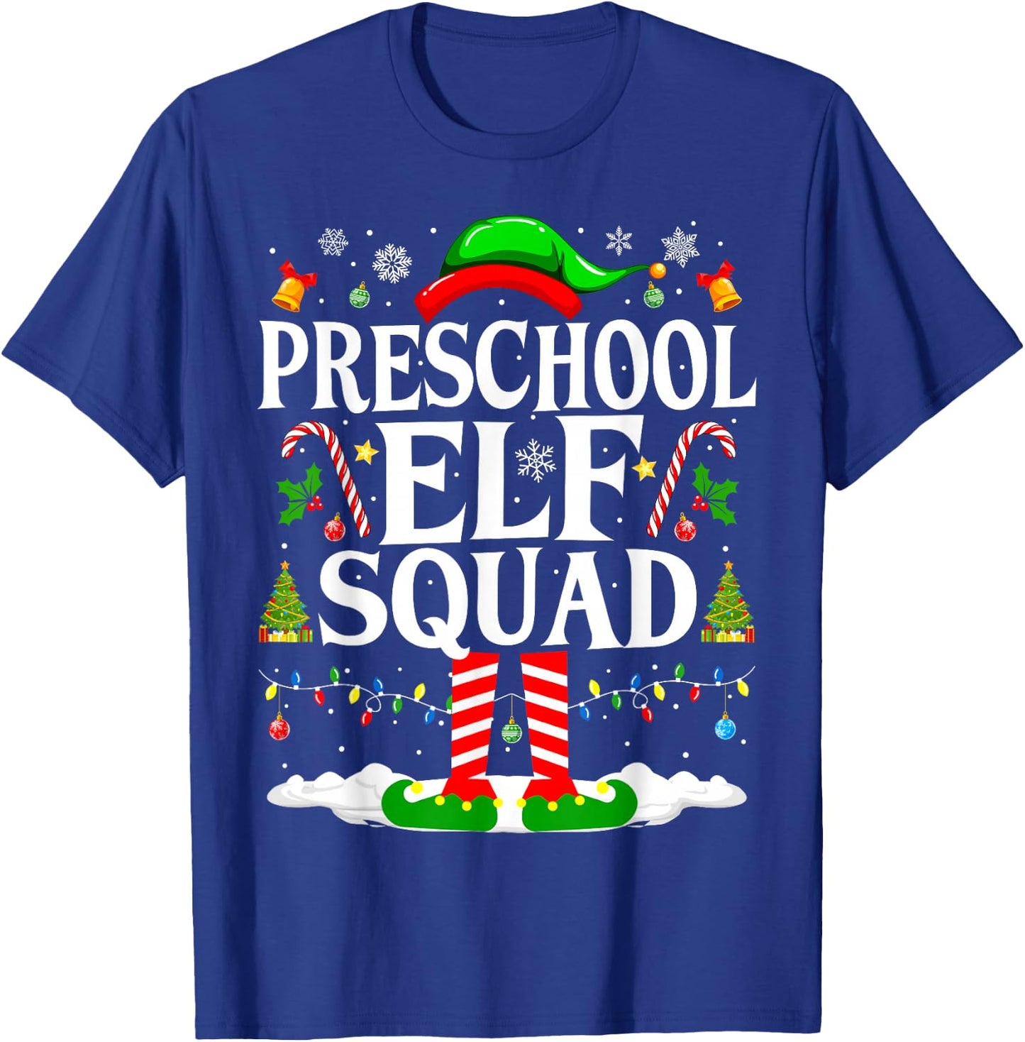 Preschool Elf Squad Xmas Funny Christmas Preschool Teacher T-Shirt - T-Shirt | Royal