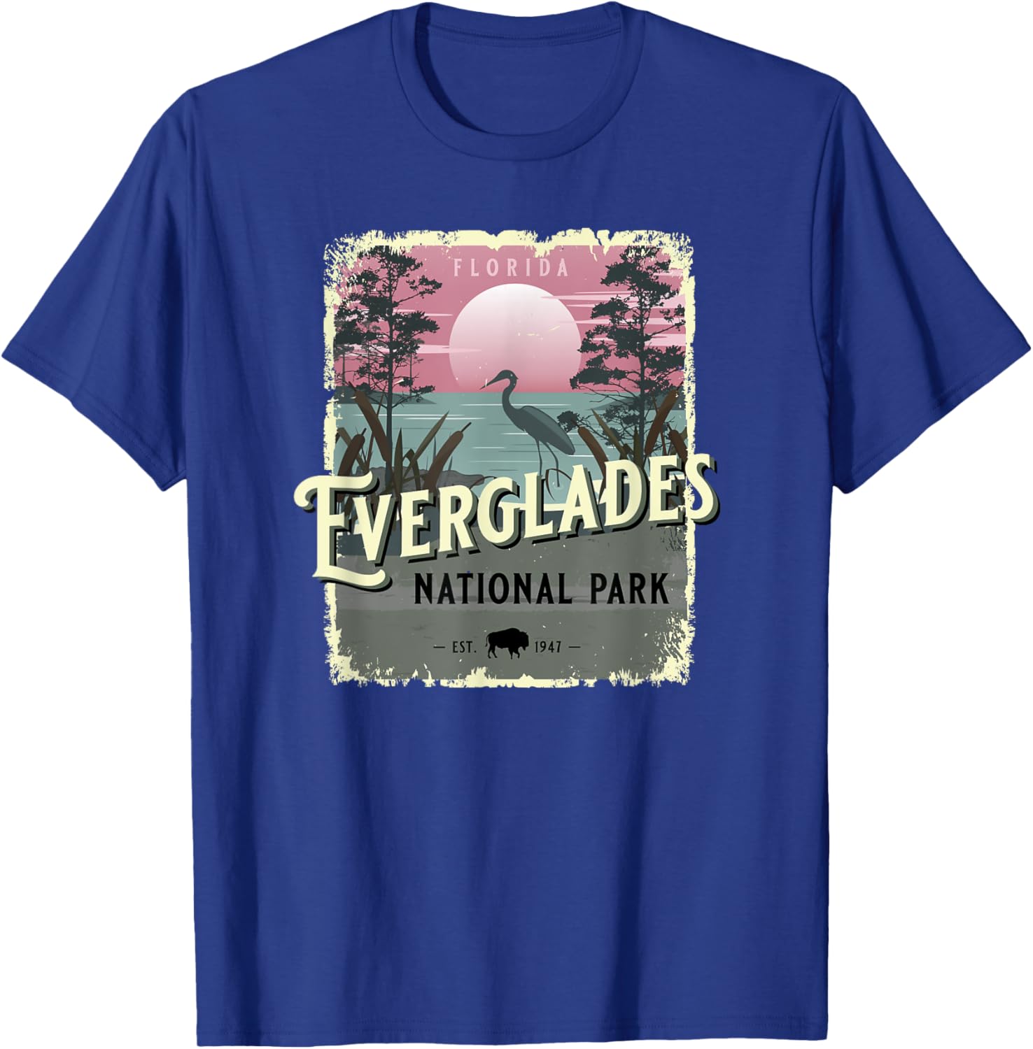 Everglades National Park Florida Vintage Travel Poster Style T-Shirt - T-Shirt | Royal