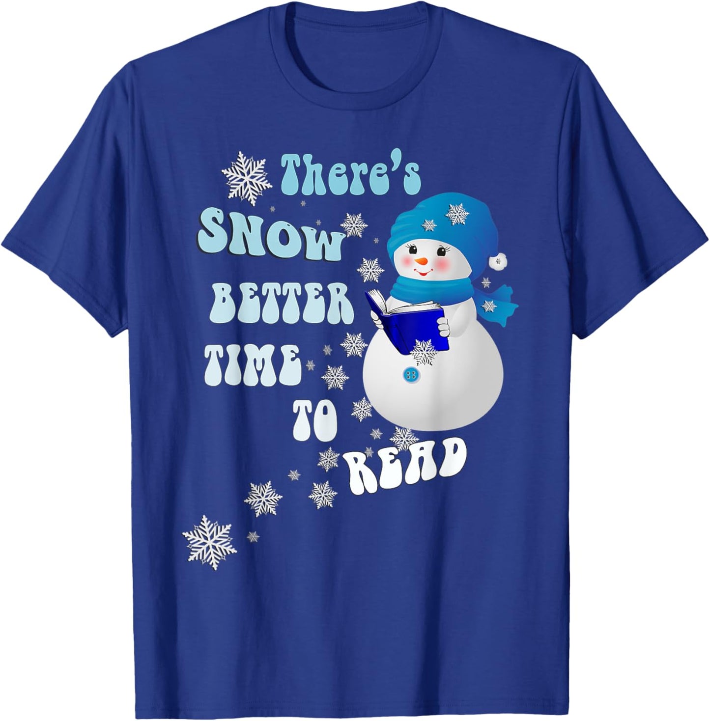 Book Lover Snowflakes Pattern Snowy Reader Snowmen T-Shirt - T-Shirt | Royal