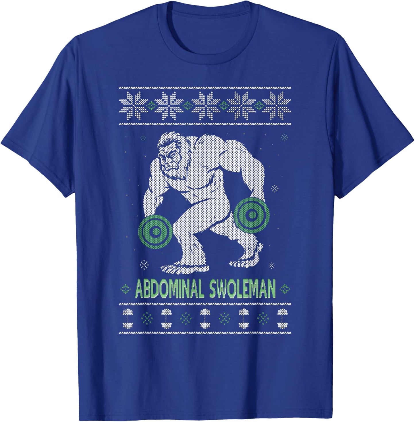Abdominal Swoleman Christmas Gym Weightlifter T-Shirt - T-Shirt | Royal