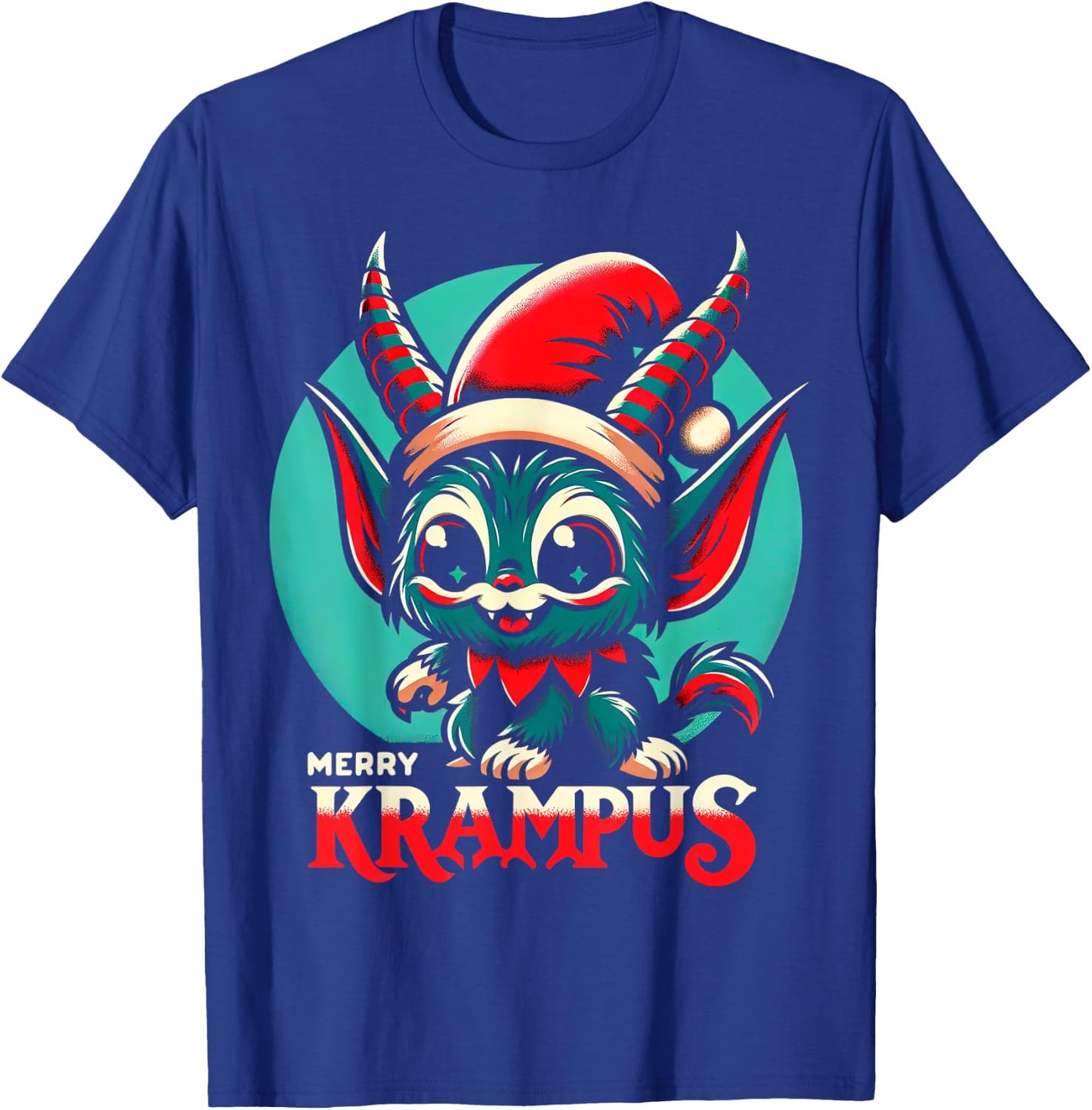 Cute Merry Krampus Christmas Holiday 30’s retro cartoon T-Shirt - T-Shirt | Royal