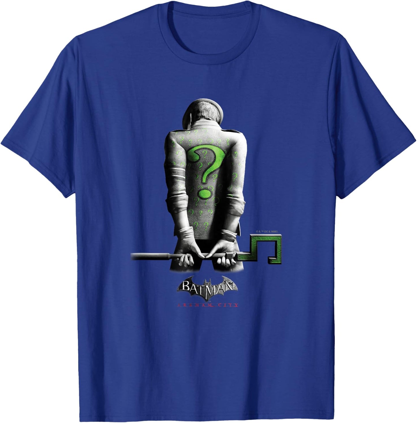 Batman: Arkham City The Riddler Villainous Distressed Poster T-Shirt - T-Shirt | Royal