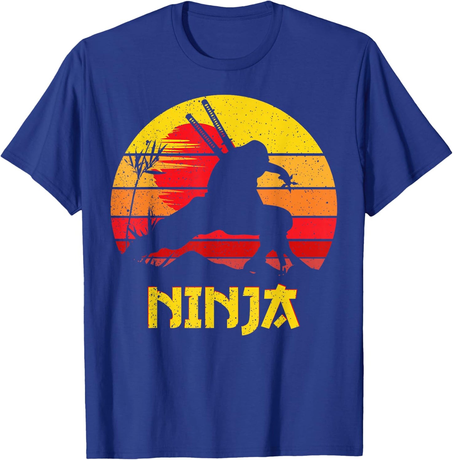Ninja Vintage Shadow Warrior with Ninja Swords Ninjas T-Shirt - T-Shirt | Royal