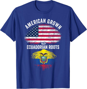 American Grown With Ecuadorian Roots USA Ecuador Flag T-Shirt - T-Shirt | Royal