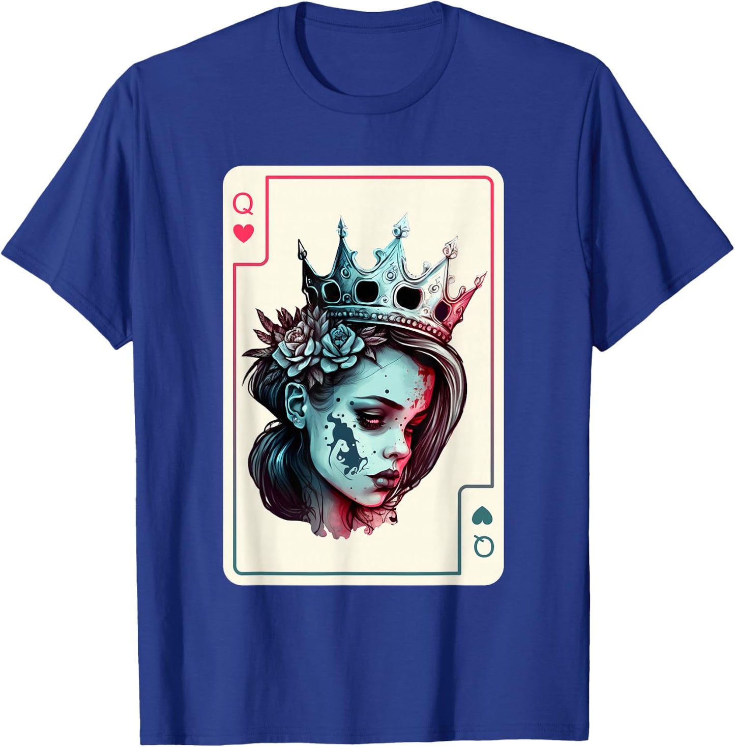 Queen of Hearts Gothic Poker Card Game Halloween Creepy T-Shirt - T-Shirt | Royal