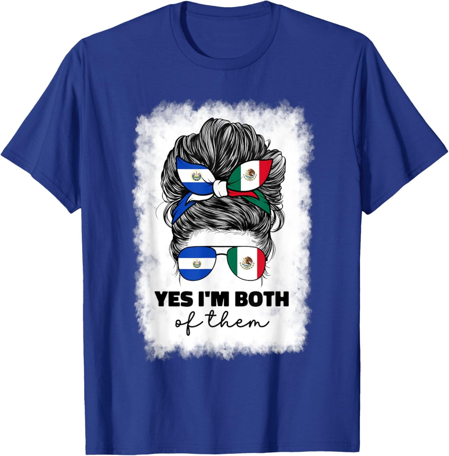 Half Mexican And Salvadorian Mexico El Salvador Flag Girl T-Shirt - T-Shirt | Royal