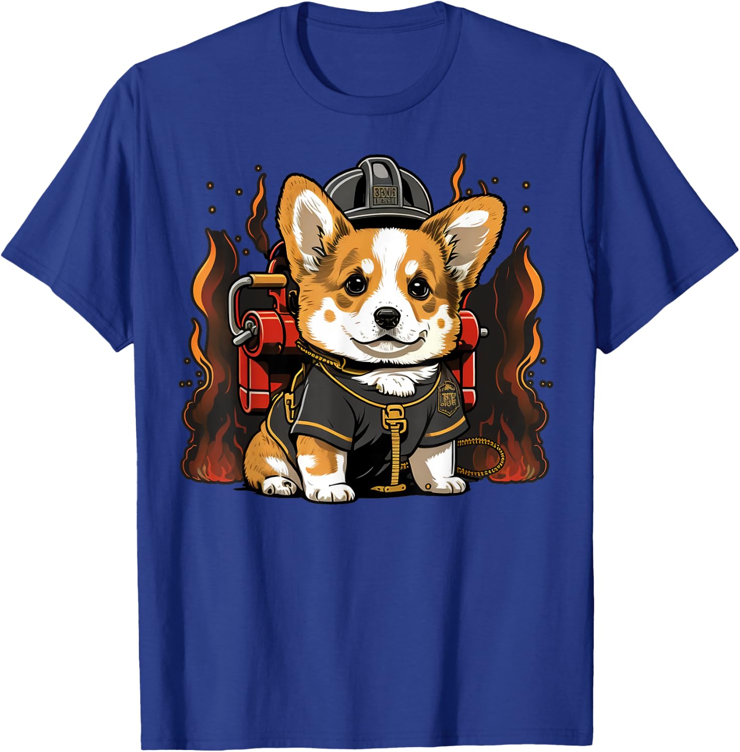 Welsh Corgi Fireman on Firefighter Welsh Corgi T-Shirt - T-Shirt | Royal