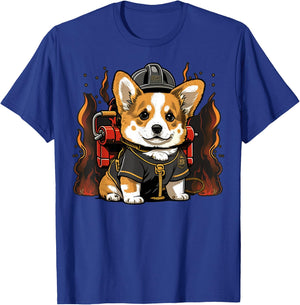 Welsh Corgi Fireman on Firefighter Welsh Corgi T-Shirt - T-Shirt | Royal