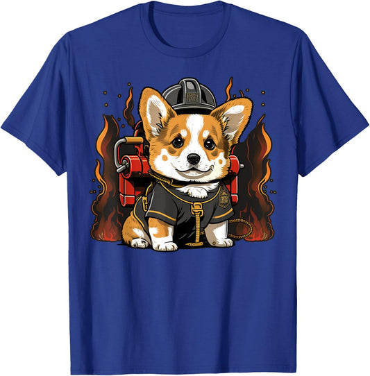 Welsh Corgi Fireman on Firefighter Welsh Corgi T-Shirt - T-Shirt | Royal