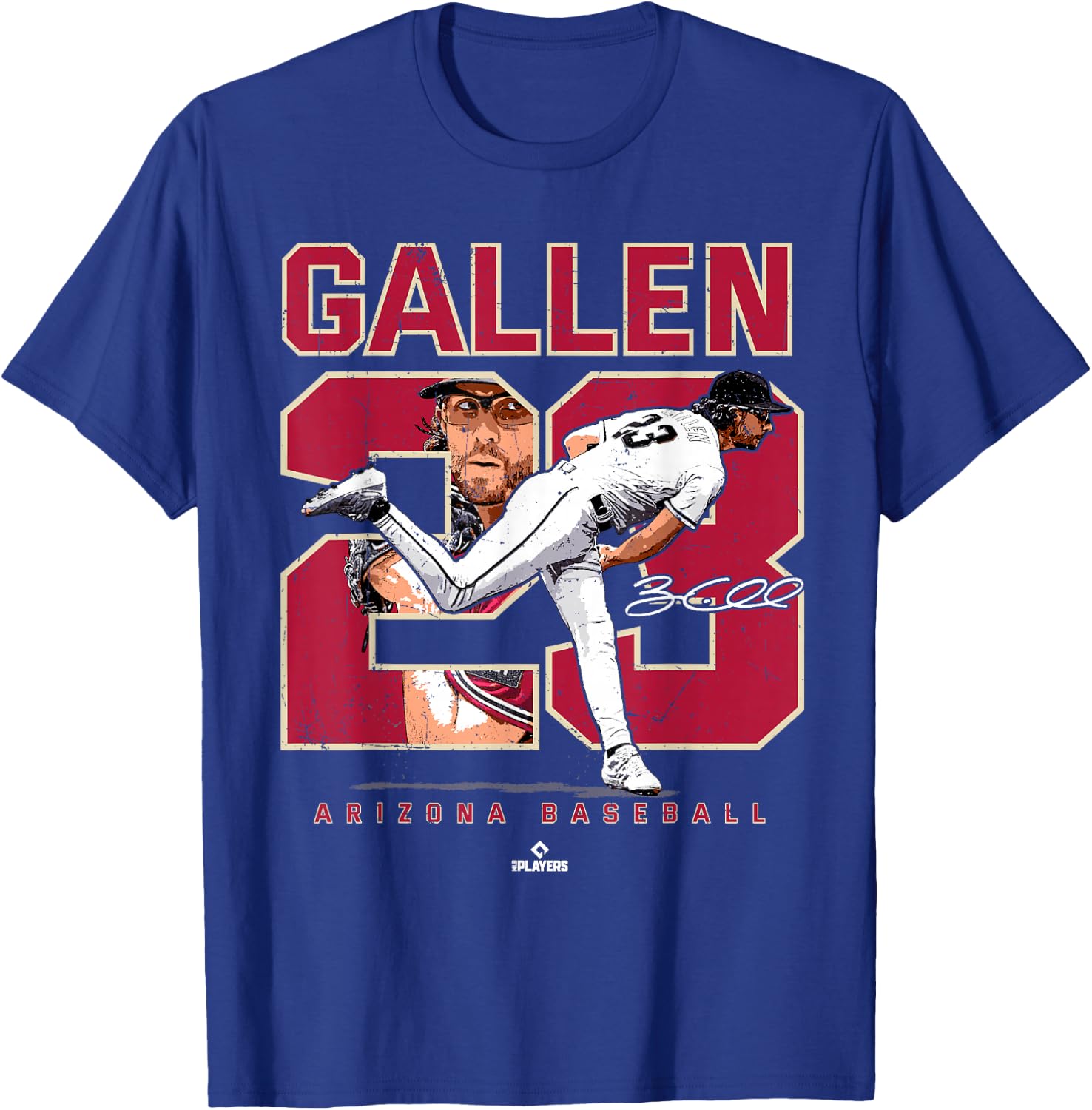 Number and Portrait Zac Gallen Arizona MLBPA T-Shirt - T-Shirt | Royal