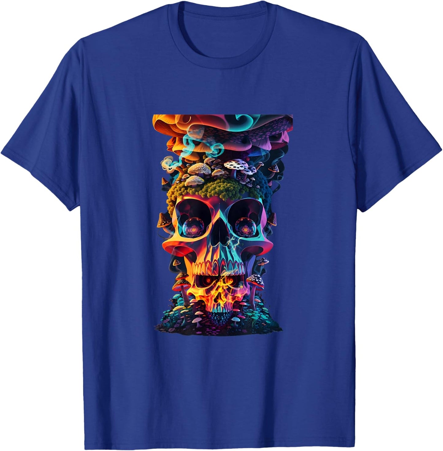Goblincore Aesthetic Grunge Fungi Mushroom Skull T-Shirt - T-Shirt | Royal