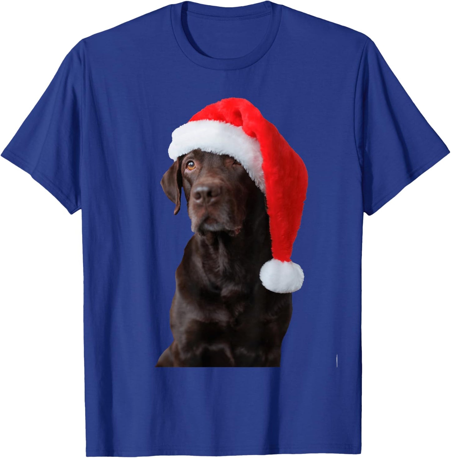 Chocolate Lab Dog Portrait Santa Hat Cute Christmas Labrador T-Shirt - T-Shirt | Royal