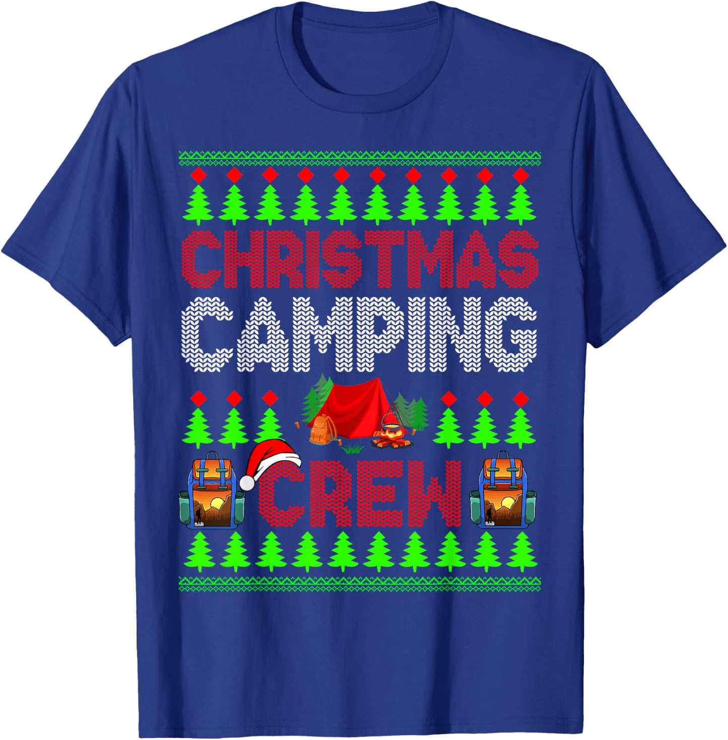 Christmas Camping Crew Xmas Sweater Santa Camper Camping T-Shirt - T-Shirt | Royal