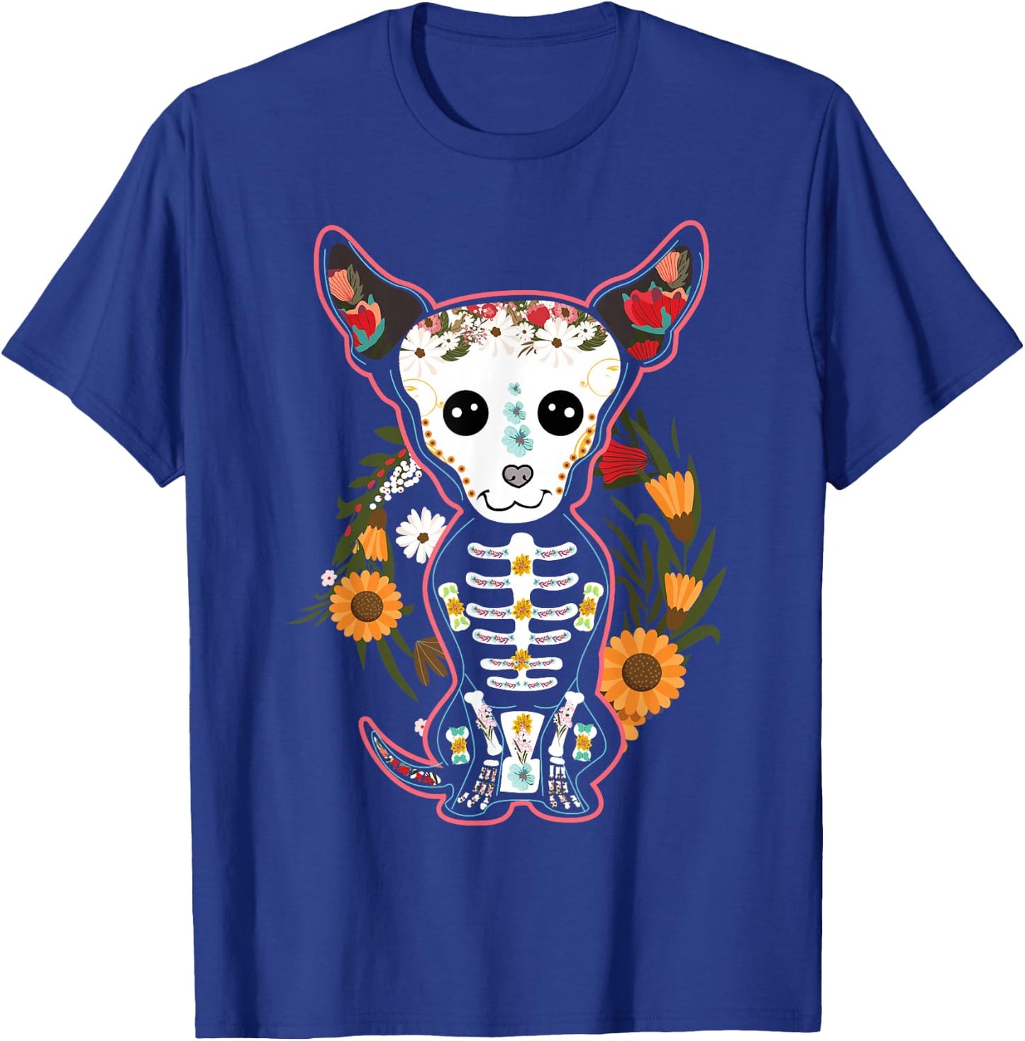 Souls Day Muertos Day Of Dead Sugar Skull Chihuahua Dog Women Kids T-Shirt - T-Shirt | Royal