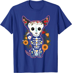 Souls Day Muertos Day Of Dead Sugar Skull Chihuahua Dog Women Kids T-Shirt - T-Shirt | Royal