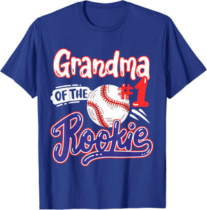 Grandma of Rookie 1st Baseball Birthday Party Theme Matching T-Shirt - T-Shirt | Royal