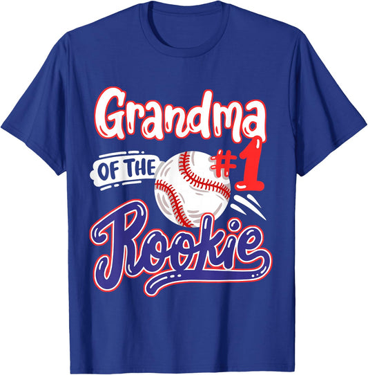Grandma of Rookie 1st Baseball Birthday Party Theme Matching T-Shirt - T-Shirt | Royal