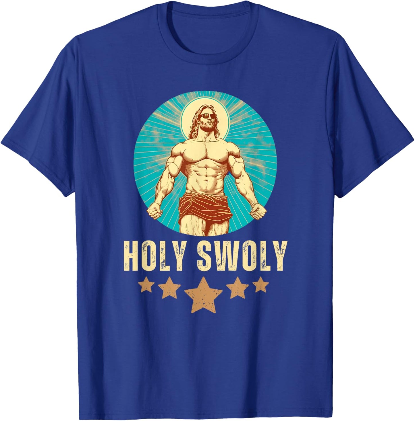 Bodybuilding Jesus Fitness Holy Swoly Funny Gym T-Shirt - T-Shirt | Royal