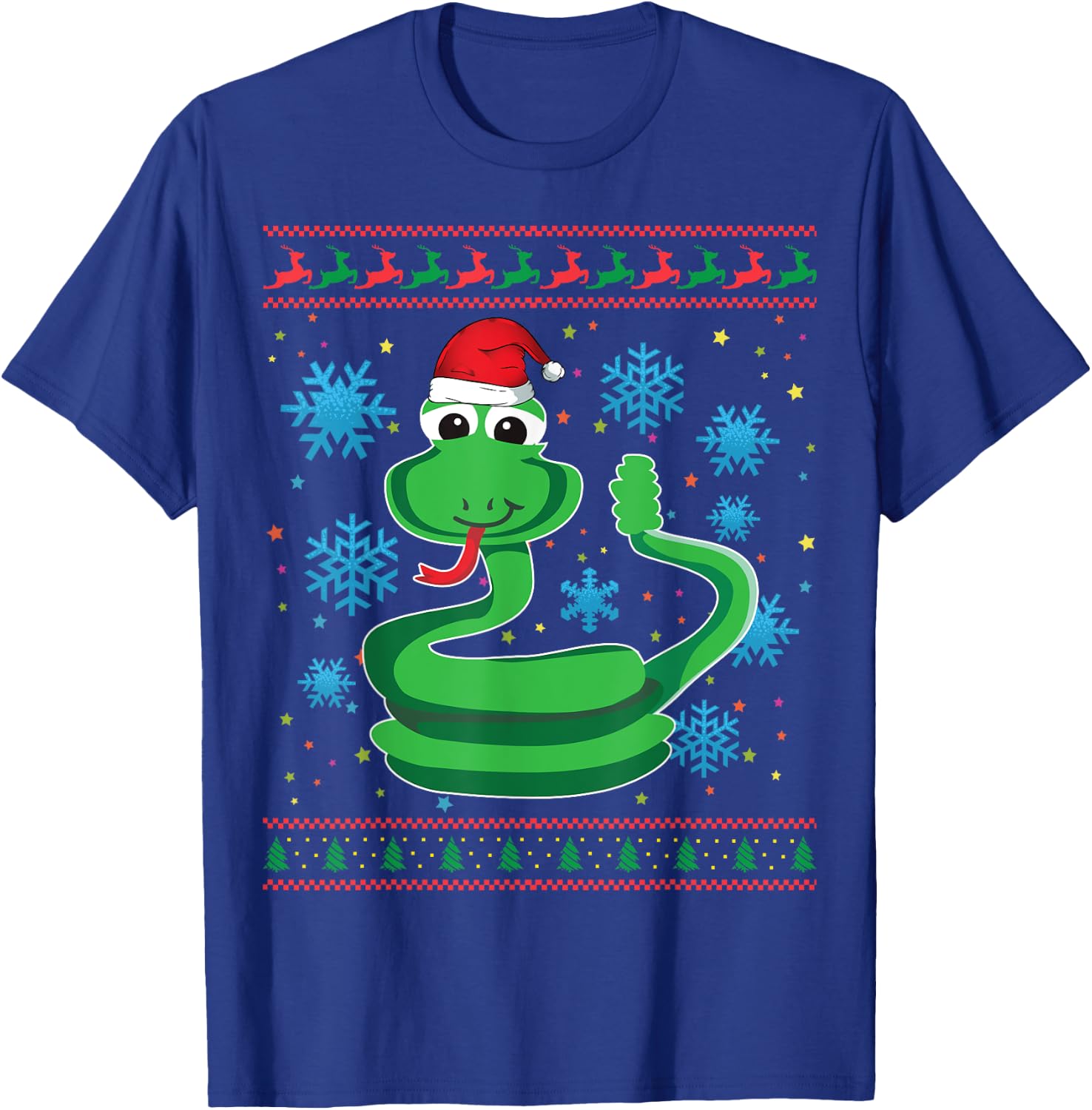 Rattlesnake Ugly Christmas Gift Funny Snake X-Mas Santa Hat T-Shirt - T-Shirt | Royal