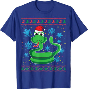 Rattlesnake Ugly Christmas Gift Funny Snake X-Mas Santa Hat T-Shirt - T-Shirt | Royal