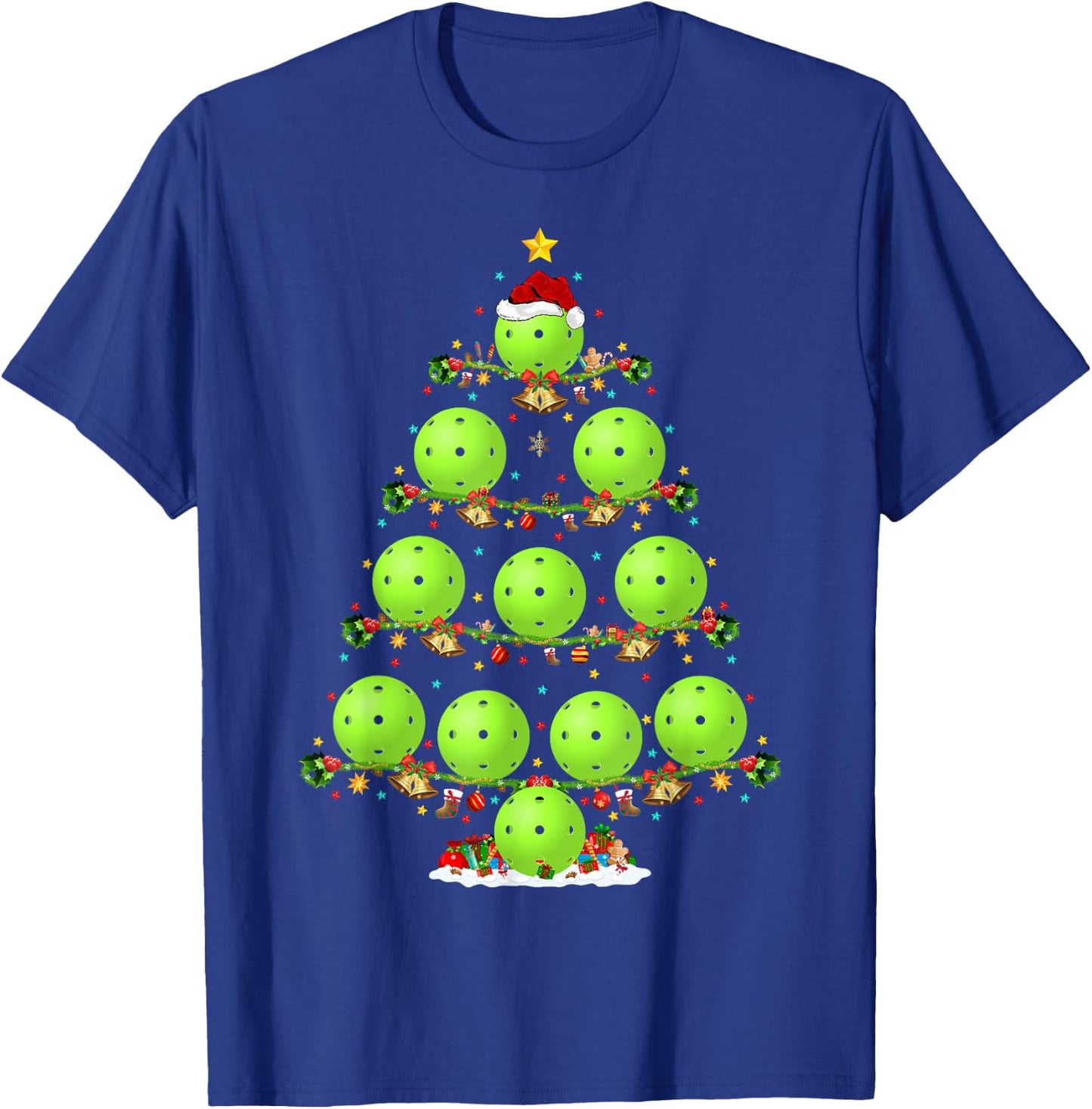 Pickleball Tree Christmas Ugly Sweater Pickleball Sports T-Shirt - T-Shirt | Royal