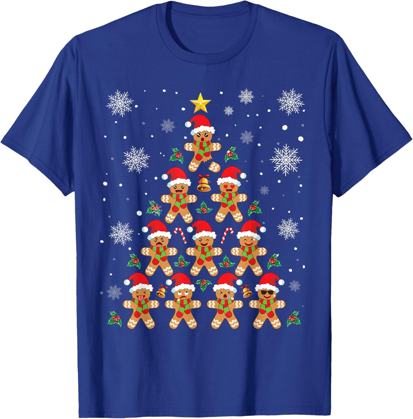 Funny Gingerbread Man Christmas Outfits Co. Funny Gingerbread Christmas Tree - -Adults, Kids - Black - Short Sleeve - - Classic Fit - Cotton, Polyester - Machine Wash T-Shirt - T-Shirt | Royal