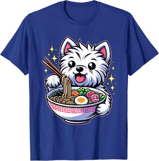 Kawaii Anime West Highland Terrier Dog Ramen T-Shirt - T-Shirt | Royal