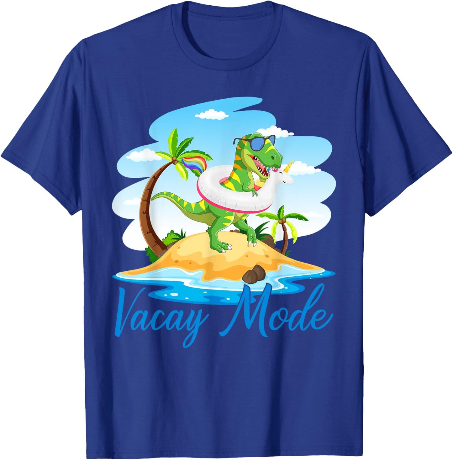 Vacay Mode Cute Dinosaur T Rex Funny Beach Family Vacation T-Shirt - T-Shirt | Royal