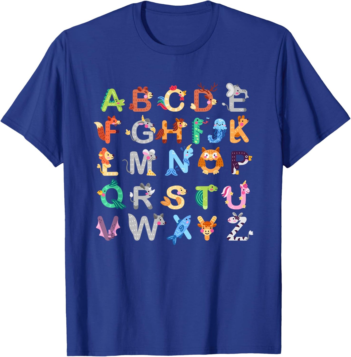 Zoo Animal Alphabe ABCs Learning For Boys Girls Kids T-Shirt - T-Shirt | Royal