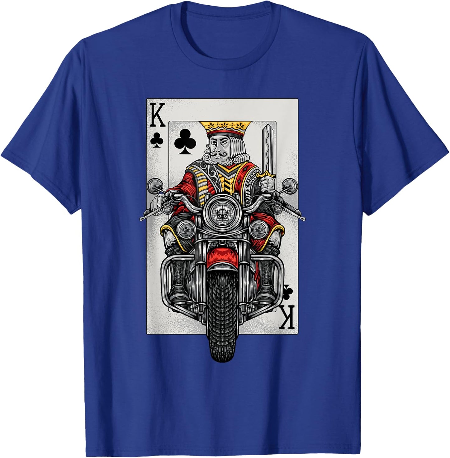 Playing Card King Riding A Road Motorcycle T-Shirt - T-Shirt | Royal