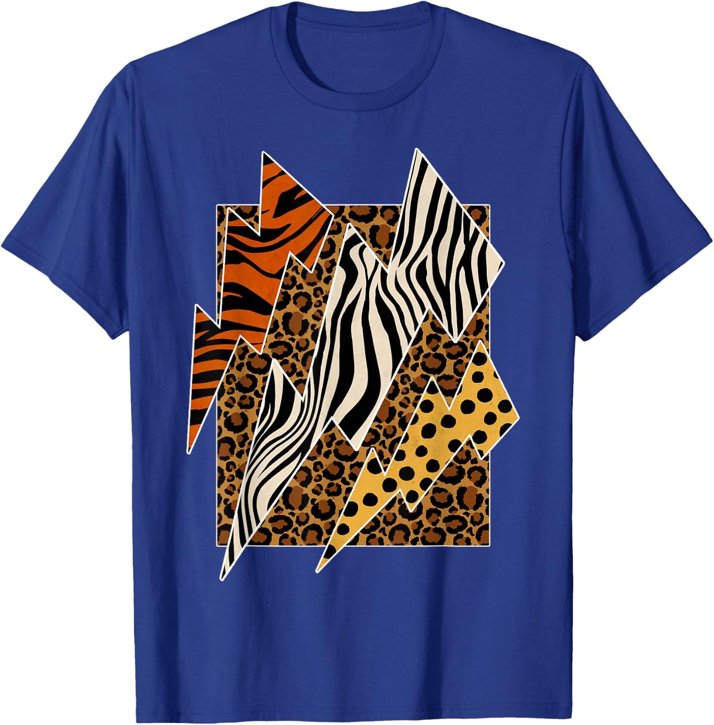 Cheetah Tiger Leopard Zebra Lightning Wild Animal Print Zoo T-Shirt - T-Shirt | Royal