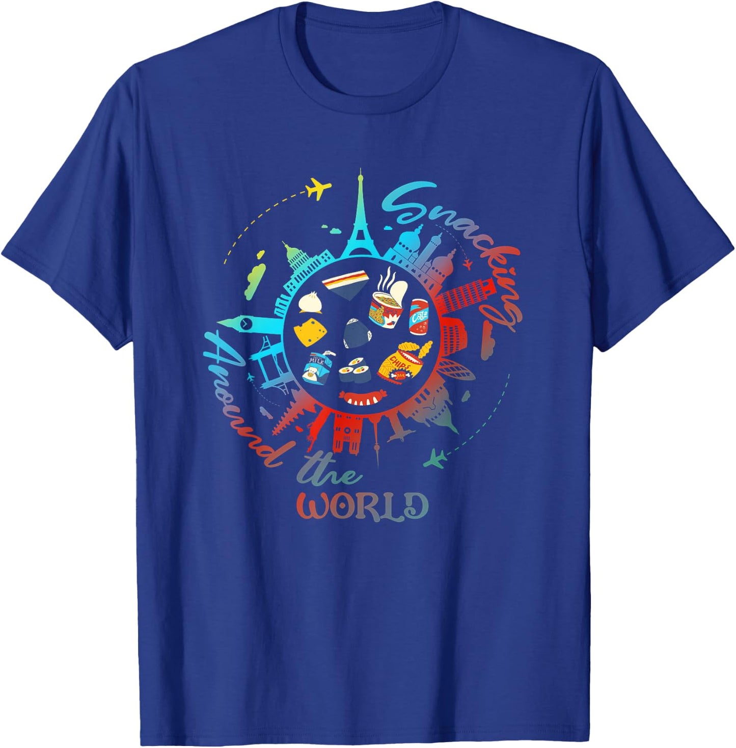 Snacking Around The World Fastfood Travel for Food Lover T-Shirt - T-Shirt | Royal