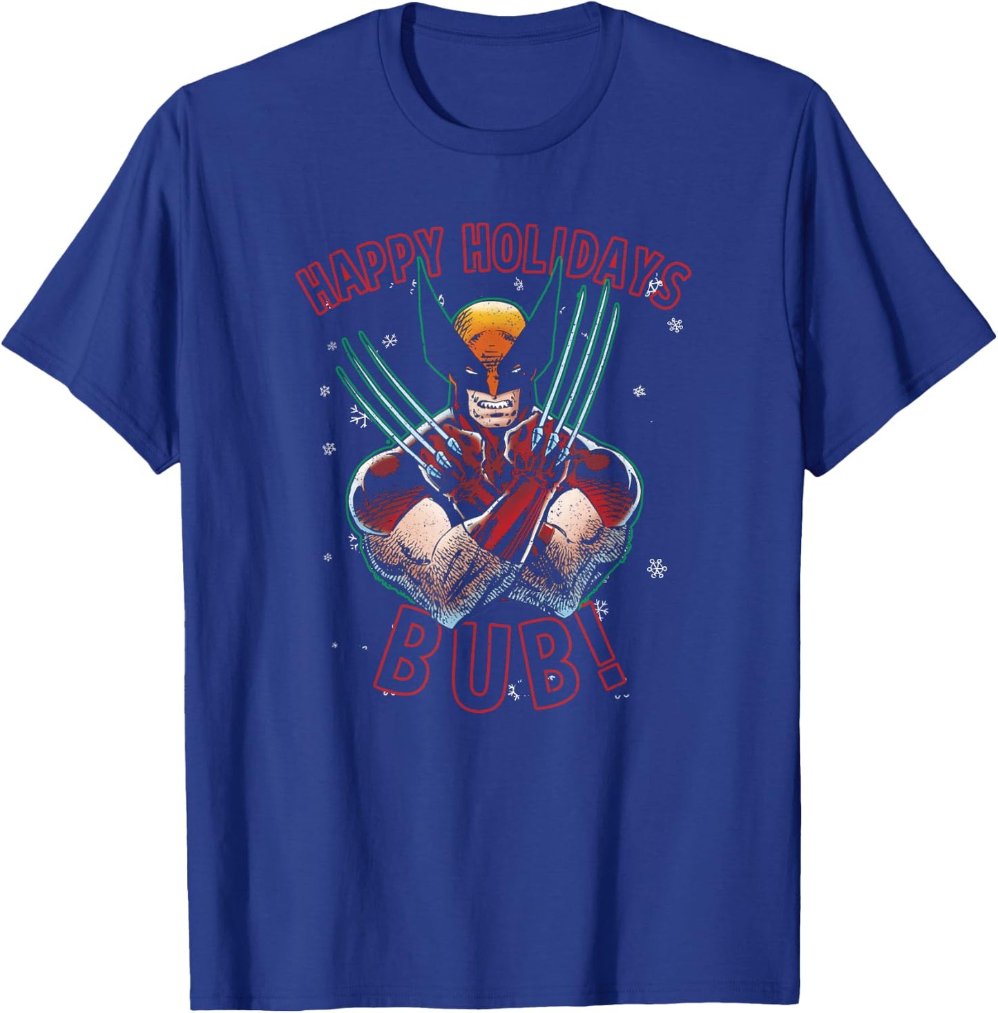 Marvel Christmas Wolverine Happy Holidays Bub! T-Shirt - T-Shirt | Royal