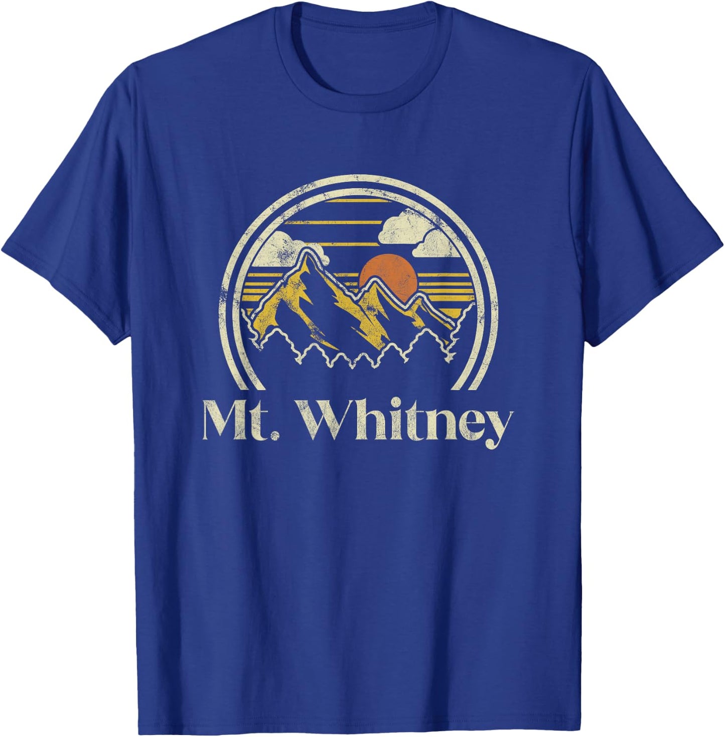 Mt. Whitney Mountains California Hiking Outdoors Vintage T-Shirt - T-Shirt | Royal