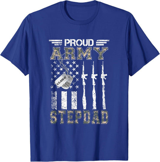 Proud Army Stepdad US Army Stepdad Gifts Army Graduation T-Shirt - T-Shirt | Royal
