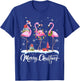 Merry Christmas Hat Santa Flamingo Light Christmas In July T-Shirt - T-Shirt | Royal