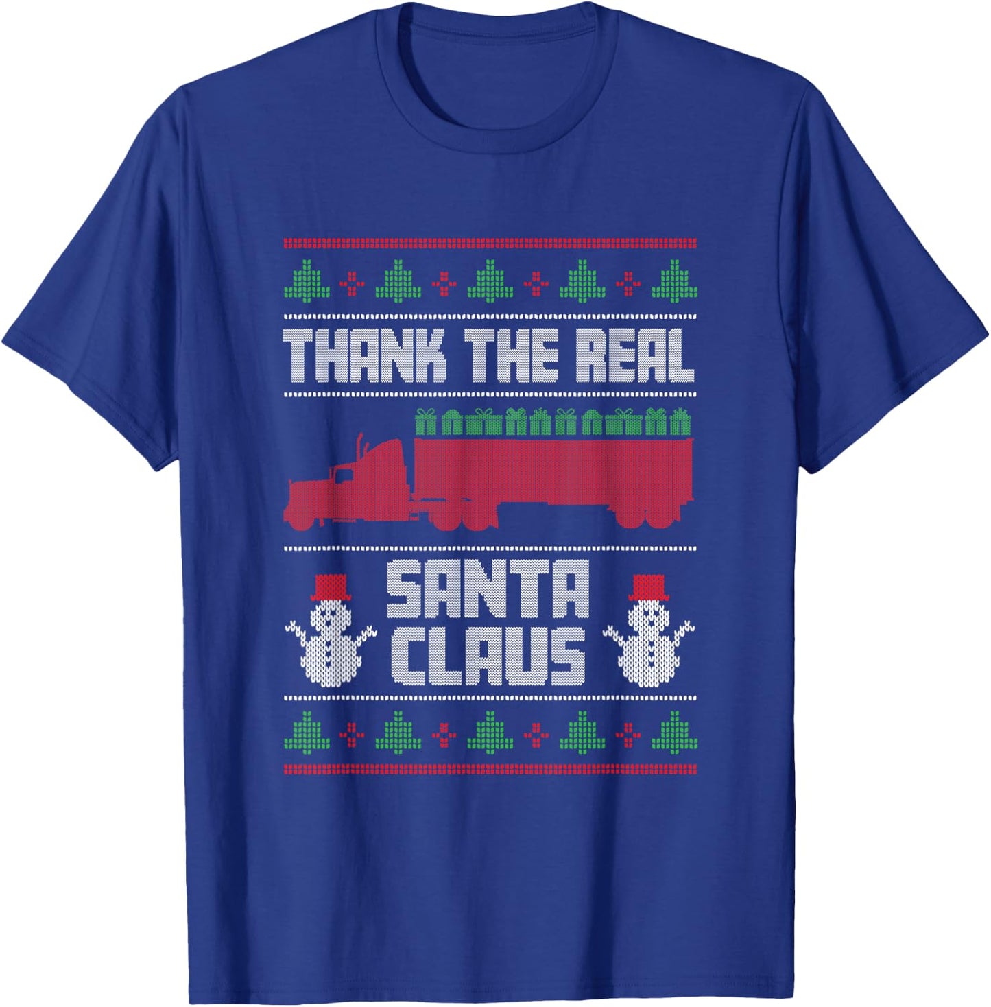 Trucker Santa Claus Funny Truck Driving Christmas Trucker T-Shirt - T-Shirt | Royal