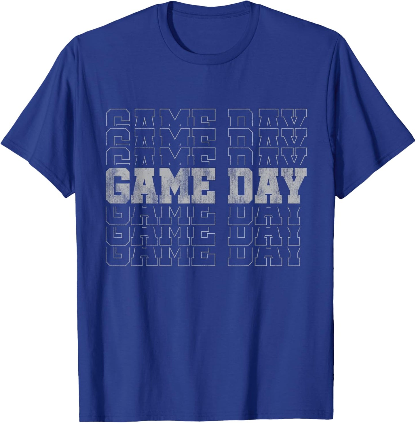 Retro Game Day Football Stacked Text Repeated Word Sports T-Shirt - T-Shirt | Royal