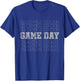 Retro Game Day Football Stacked Text Repeated Word Sports T-Shirt - T-Shirt | Royal