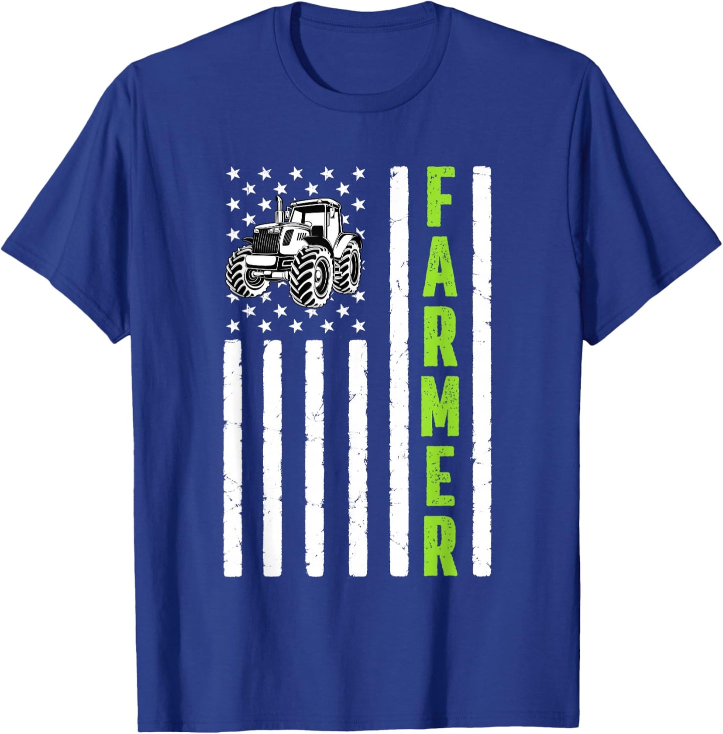 Tractor American USA Flag Farm Rancher Farmer T-Shirt - T-Shirt | Royal