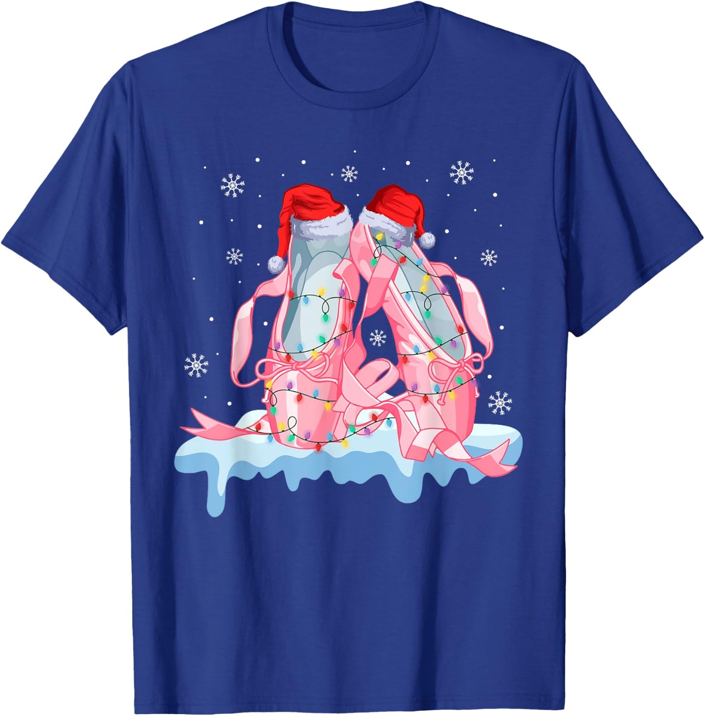 Pink Ballet Shoes Christmas Lights Ballerina Pajamas Ugly T-Shirt - T-Shirt | Royal