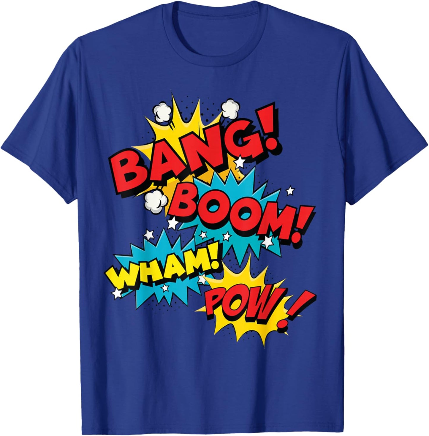 Bang Boom Pow Wham Comic Bubbles T-Shirt - T-Shirt | Royal